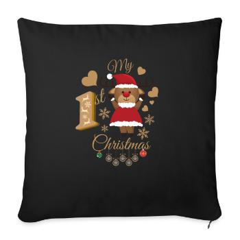 Baby's first Christmas - Sofa pillowcase 17,3'' x 17,3'' (45 x 45 cm) - black - Front