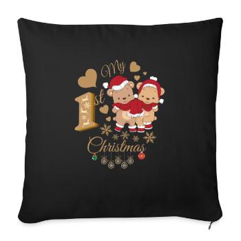 Baby's first Christmas - Sofa pillowcase 17,3'' x 17,3'' (45 x 45 cm) - black - Front