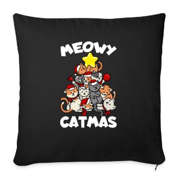 Cat Christmas Cats Tree Meowy Catmas Funny - Sofa pillowcase 17,3'' x 17,3'' (45 x 45 cm) - black - Front
