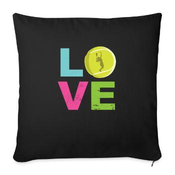 Joueur de cadeau de fille mignonne de tennis drôle de tennis d'amour - Housse de coussin décorative 45 x 45 cm - noir - Devant