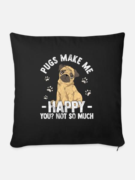 Mops - Sofakissenbezug 45 x 45 cm - Schwarz