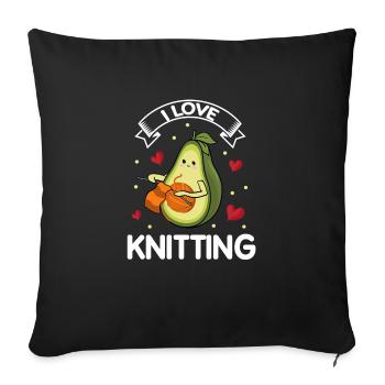 I Love Knitting Avocado Knit Mother Knitter Mom - Sofa pillowcase 17,3'' x 17,3'' (45 x 45 cm) - black - Front