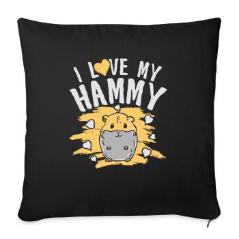 Hamster Liebe Nagetier Pelzig Tierchen Haustier - Sofakissenbezug 45 x 45 cm - Schwarz - Vorne