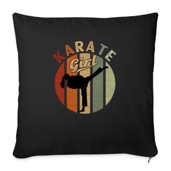 Karaté Girl Judo Sport de combat kickboxeuse motif - Housse de coussin décorative 45 x 45 cm - noir - Devant