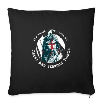 T-shirt rétro vintage des Templiers - Housse de coussin décorative 45 x 45 cm - noir - Devant