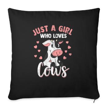 Vache fille amour moo boeuf lait fermier - Housse de coussin décorative 45 x 45 cm - noir - Devant