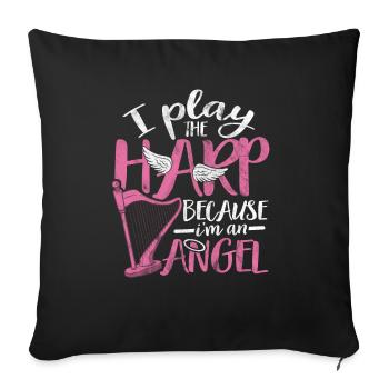 harpe - Housse de coussin décorative 45 x 45 cm - noir - Devant