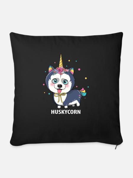 Husky Schlittenhunde - Sofakissenbezug 45 x 45 cm - Schwarz