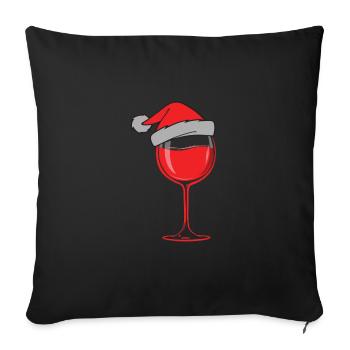Christmas Wine Glas with Santa Hat - Housse de coussin décorative 45 x 45 cm - noir - Devant
