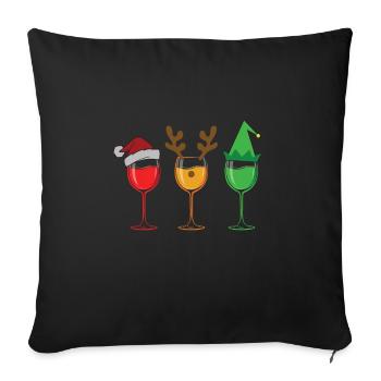 Christmas Wine Glas with Santa Hat - Housse de coussin décorative 45 x 45 cm - noir - Devant