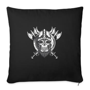 Combat de bouclier de crâne viking - Housse de coussin décorative 45 x 45 cm - noir - Devant