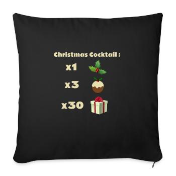 Cocktail de Noël, Recette de cocktail, Houx, Gâteau - Housse de coussin décorative 45 x 45 cm - noir - Devant