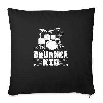Kids Drummer Kid Funny Drum Set... Drummer - Sofa pillowcase 17,3'' x 17,3'' (45 x 45 cm) - black - Front
