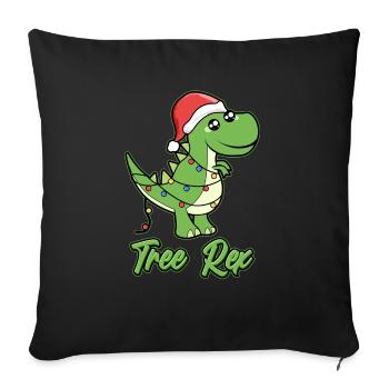 Tenue de Noël drôle de dinosaure TreeRex - Housse de coussin décorative 45 x 45 cm - noir - Devant