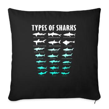 requin - Housse de coussin décorative 45 x 45 cm - noir - Devant