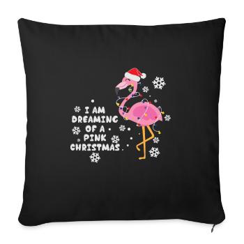 Flamingo Pink Christmas Santa Hat - Sofa pillowcase 17,3'' x 17,3'' (45 x 45 cm) - black - Front