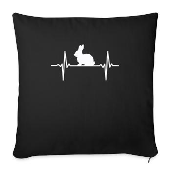 Hasen Hase Kaninchen Liebe Herzschlag Ekg Puls - Sofakissenbezug 45 x 45 cm - Schwarz - Vorne