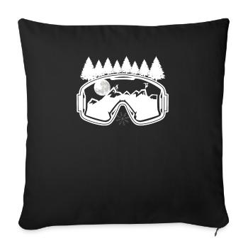 Glasses skiing snowboard mountain moon forest winter - Sofa pillowcase 17,3'' x 17,3'' (45 x 45 cm) - black - Front