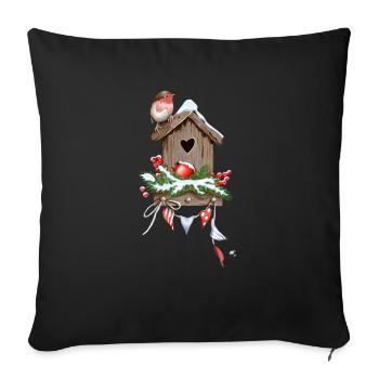 Nid d’oiseau festif Image - Housse de coussin décorative 45 x 45 cm - noir - Devant