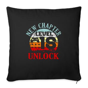 18th birthday - Sofa pillowcase 17,3'' x 17,3'' (45 x 45 cm) - black - Front