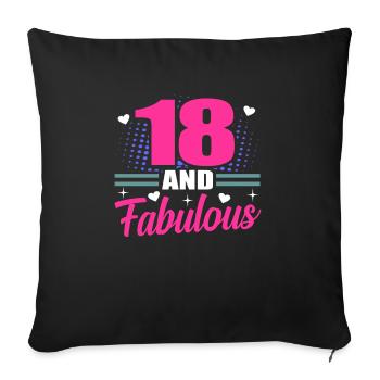 18th birthday - Sofa pillowcase 17,3'' x 17,3'' (45 x 45 cm) - black - Front