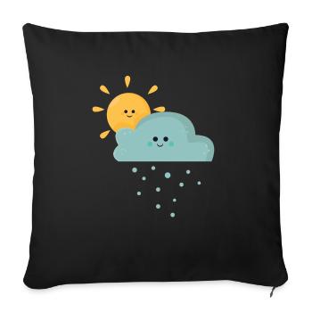 Printemps fleurs de printemps soleil pluie - Housse de coussin décorative 45 x 45 cm - noir - Devant