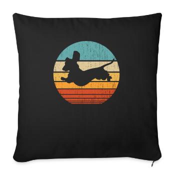 Retro dachshund dachshund dog silhouette gift - Sofa pillowcase 17,3'' x 17,3'' (45 x 45 cm) - black - Front