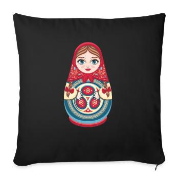Russie poupée russe russe russe poupées russes - Housse de coussin décorative 45 x 45 cm - noir - Devant