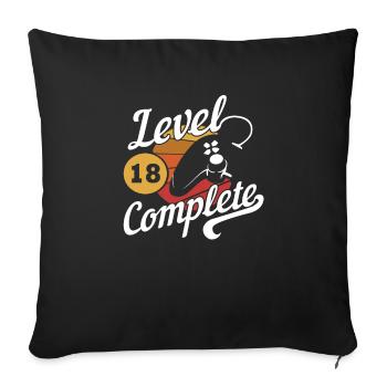 18e anniversaire du joueur niveau 18 - Housse de coussin décorative 45 x 45 cm - noir - Devant