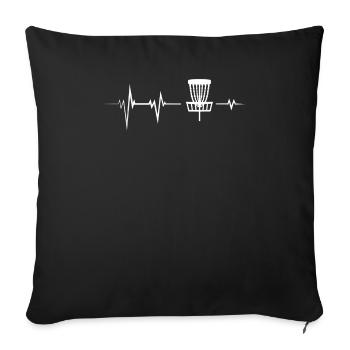 Disc Golf Heartbeat Frisbee Frolf Panier de golf - Housse de coussin décorative 45 x 45 cm - noir - Devant