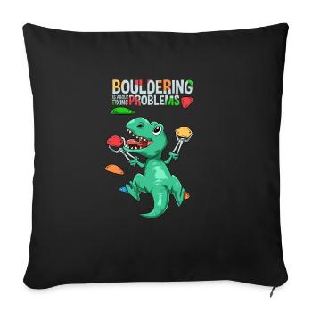 Cadeau drôle d'escalade de bloc de T-Rex - Housse de coussin décorative 45 x 45 cm - noir - Devant