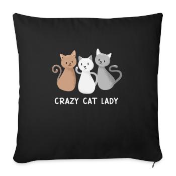 Crazy Cat Lady - Sofa pillowcase 17,3'' x 17,3'' (45 x 45 cm) - black - Front