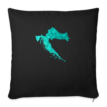 Carte de la Croatie dans le style de polygone - Croatie - Housse de coussin décorative 45 x 45 cm - noir - Devant