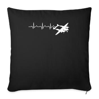 Airplane P38 Lightning Heartbeat Pilot Flying - Sofakissenbezug 45 x 45 cm - Schwarz - Vorne
