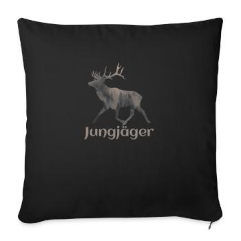 Cerf - jeune chasseur - Housse de coussin décorative 45 x 45 cm - noir - Devant