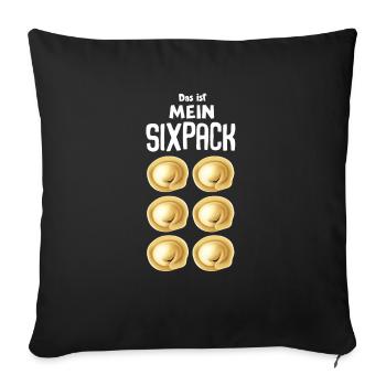Das ist mein Sixpack russische Pelmeni - Sofakissenbezug 45 x 45 cm - Schwarz - Vorne