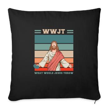 Jesus Disc Golf Gifts for a Disc Golf Fan - Sofa pillowcase 17,3'' x 17,3'' (45 x 45 cm) - black - Front