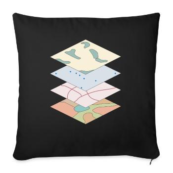 Cartographie - Housse de coussin décorative 45 x 45 cm - noir - Devant