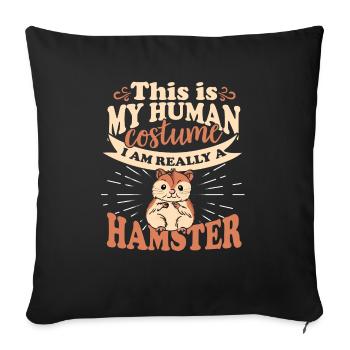 Costume de rongeur hamster - Housse de coussin décorative 45 x 45 cm - noir - Devant