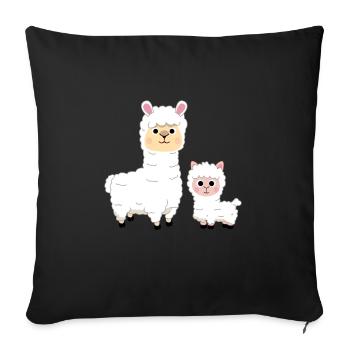 Alpaca comic design alpacas motif gift animals - Sofa pillowcase 17,3'' x 17,3'' (45 x 45 cm) - black - Front