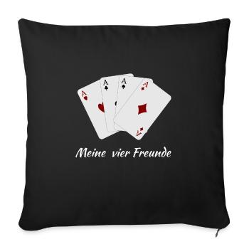 Kartenspiel Skat Poker Ass - Sofakissenbezug 45 x 45 cm - Schwarz - Vorne
