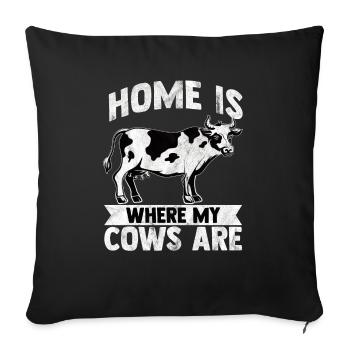 Vache moo boeuf lait fermier ferme des animaux - Housse de coussin décorative 45 x 45 cm - noir - Devant