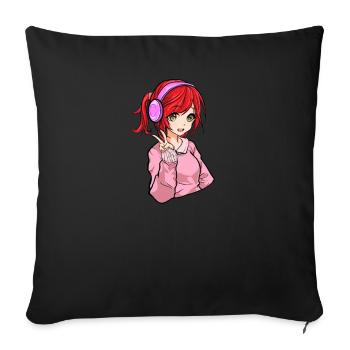 Anime Manga Cosplay Ramen Japon Sushi Cadeau - Housse de coussin décorative 45 x 45 cm - noir - Devant