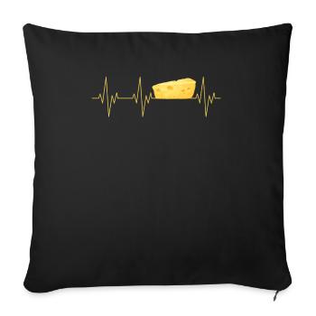 Cheese Heartbeat Funny Family Cheese Lover EKG - Sofa pillowcase 17,3'' x 17,3'' (45 x 45 cm) - black - Front