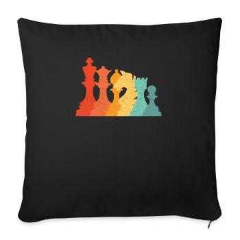 Vintage Retro Schachstücke - Sofakissenbezug 45 x 45 cm - Schwarz - Vorne