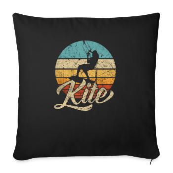 KITE Kite Kite kite kite surf retro - Housse de coussin décorative 45 x 45 cm - noir - Devant