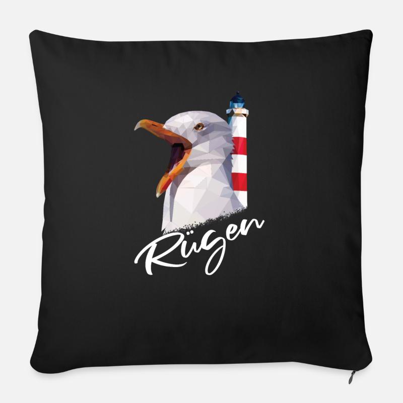 Rügen Insel Ostsee Urlaub Möwe Rüganer Geschenk - Sofakissenbezug 45 x 45 cm - Schwarz