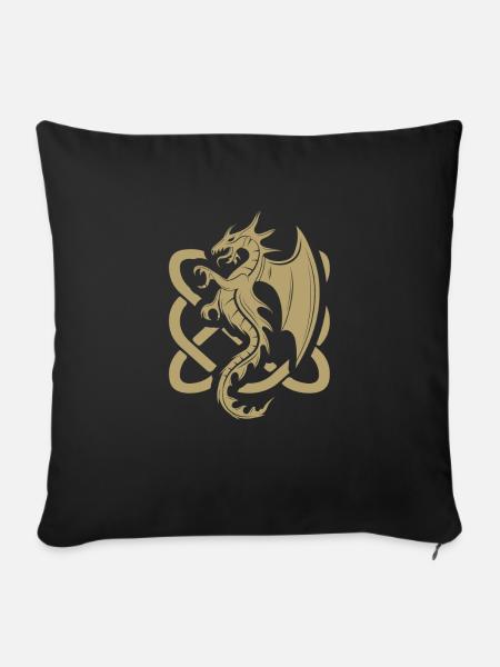 Celtic Dragon Irish Folk Dragon Graphic - Sofakissenbezug 45 x 45 cm - Schwarz