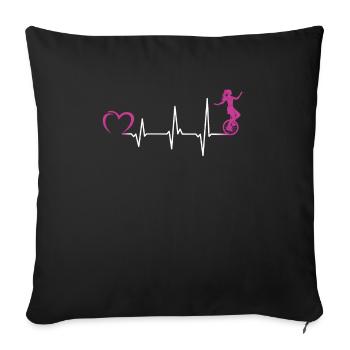 Monocycle monocycliste mon coeur coup de coeur cirque - Housse de coussin décorative 45 x 45 cm - noir - Devant