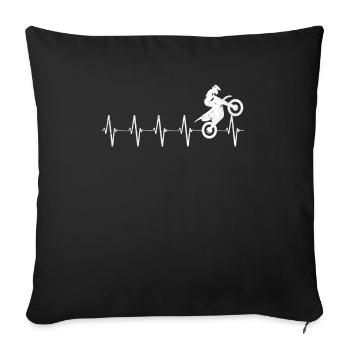 Dirt Bike Heartbeat Funny Outdoor Sport Dirt Bike - Sofa pillowcase 17,3'' x 17,3'' (45 x 45 cm) - black - Front